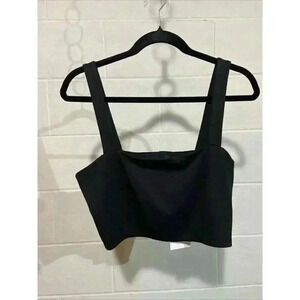Generation Love Women's Bardonia Cropped Top LARGE Black Stretch Soft Casual NWT